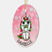 Festliches Einhorn mit Schmetterling an Weihnachte Keramik Ornament (Links)