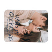 Festliches Elegance Navy Frohe Weihnachts-Foto Magnet (Horizontal)