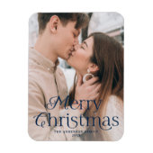 Festliches Elegance Navy Frohe Weihnachts-Foto Magnet (Vertikal)