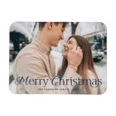 Festliches Elegance Navy Frohe Weihnachts-Foto Magnet (Horizontal)