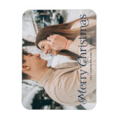 Festliches Elegance Navy Frohe Weihnachts-Foto Magnet (Vertikal)