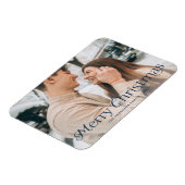 Festliches Elegance Navy Frohe Weihnachts-Foto Magnet (Linke Seite)