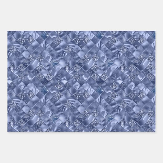 festliches, elegantes, blaugekacheltes Weihnachtsm Geschenkpapier Set (Vorderseite 3)