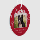 Festliches erstes Weihnachts Welpe Foliage Rotes F Ornament (Vorderseite)