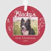Festliches erstes Weihnachts Welpe Foliage Rotes F Ornament (Rückseite)