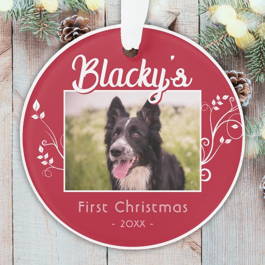 Festliches erstes Weihnachts Welpe Foliage Rotes F Ornament