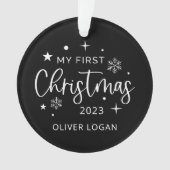 Festliches erstes Weihnachtsfest-Foto Ornament (Vorderseite)