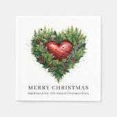 Festliches Evergreen Herz Serviette (Vorderseite)