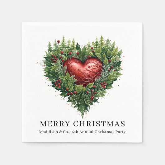 Festliches Evergreen Herz Serviette (Vorderseite)