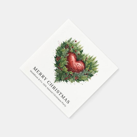 Festliches Evergreen Herz Serviette (Ecke)