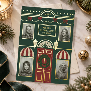 Festliches Familien-Gold Weihnachtsfoto Folien Feiertagskarte