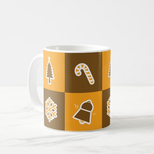 Festliches Feiertagsraster-Muster Kaffeetasse (Vorderseite Links)