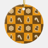 Festliches Feiertagsraster-Muster Keramik Ornament (Vorne)