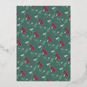 Festliches Fest grüne goldene Beeren Weihnachts-Ab Folieneinladung (Rückseite)