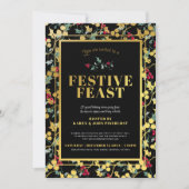 Festliches Fest schwarze goldene Beeren Weihnachts Einladung (Vorderseite)