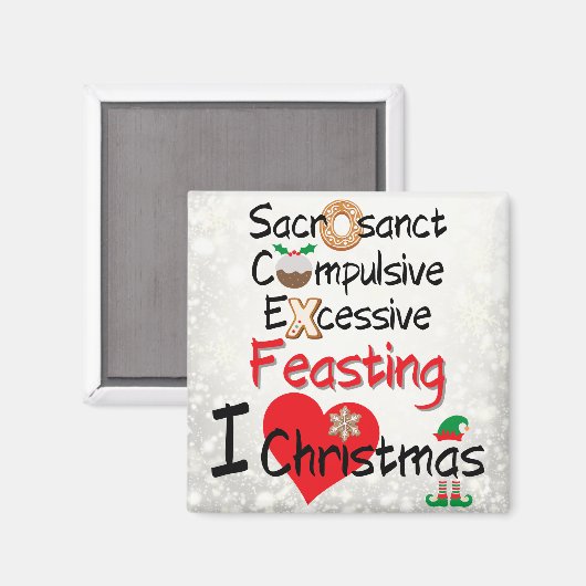 Festliches Festmahl - I Liebe Weihnachten Magnet (Vorderseite/Rückseite)