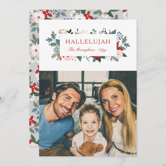 Festliches Florales Foto Feiertagskarte (Vorne/Hinten)