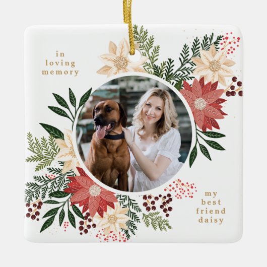 festliches, florales und modernes Weihnachtsfest F Keramikornament (Vorderseite)