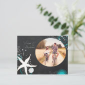 Festliches Foto am Strand - Hochzeiten Save the Da Ankündigungspostkarte (Stehend Vorderseite)