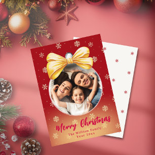 Festliches Foto Ornament Weihnachtsfamilie Name Feiertagskarte