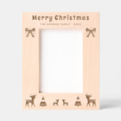 Festliches Foto von Bow Deer Christmas Tree Geätzte Rahmen (Vorderseite)