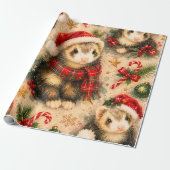 Festliches Frettchen mit Schal Weihnachtspapier Geschenkpapier (Ungerollt)