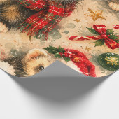 Festliches Frettchen mit Schal Weihnachtspapier Geschenkpapier (Ecke)
