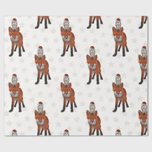Festliches Fuchs & Eule Geschenkpapier