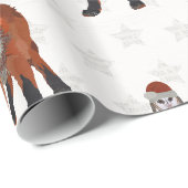 Festliches Fuchs & Eule Geschenkpapier (Rolleneckpunkt)