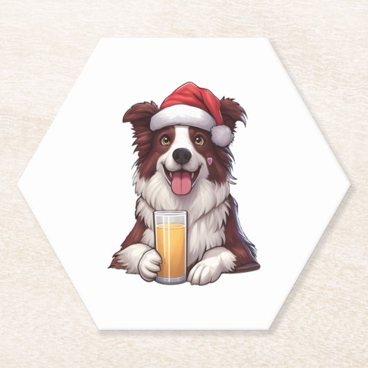 Festliches Furry Grin Border Collis Weihnachtslied Untersetzer (Vorderseite)