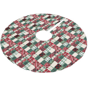 Festliches, gefliestes falsches Quiltmuster Polyester Weihnachtsbaumdecke