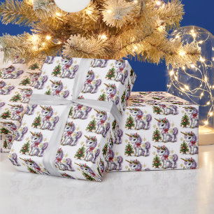 Festliches, gekacheltes Weihnachts-Einhorn  Geschenkpapier