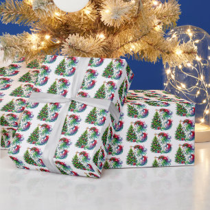 Festliches, gekacheltes Weihnachts-Einhorn  Geschenkpapier