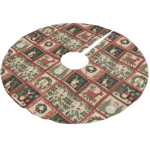 Festliches, gekacheltes Weihnachts-Faux-Quilt-Must Polyester Weihnachtsbaumdecke