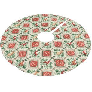 Festliches, gekacheltes Weihnachts-Faux-Quilt-Must Polyester Weihnachtsbaumdecke