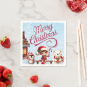 Festliches Geschirr I Elf, Pinguin und Polar Bear Serviette (Beispiel)