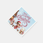 Festliches Geschirr I Elf, Pinguin und Polar Bear Serviette (Ecke)