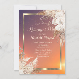 Festliches Gold Rahmen Boho Blumen Ruhestand Einladung