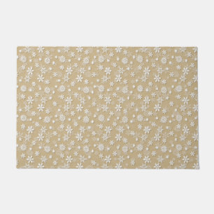 Festliches Gold und Weiß Weihnachten Schneeglöckch Fußmatte