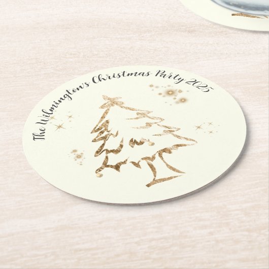 Festliches Goldenes Party Runder Pappuntersetzer (Angewinkelt)