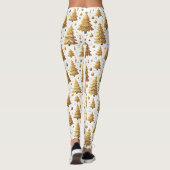 Festliches, goldfarbenes Weihnachtsbaummuster Leggings (Rückseite)