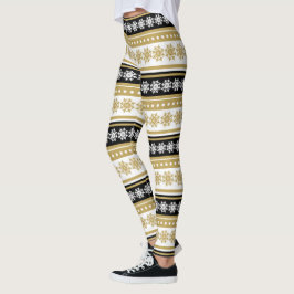 festliches goldfarbenes Weihnachtsschneeflockenmus Leggings