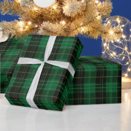 Festliches Grün Winter Weihnachten Kariertes Muste Geschenkpapier