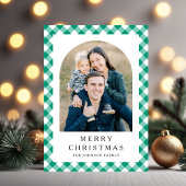Festliches grünes Gingham-Foto Weihnachten