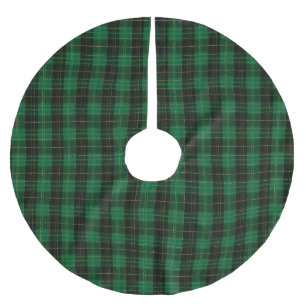 Festliches grünes Weihnachts-Plaid-Muster im Winte Polyester Weihnachtsbaumdecke