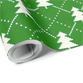 Festliches grünes Weihnachtsbaum-Muster Geschenkpapier (Rolleneckpunkt)