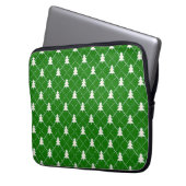 Festliches grünes Weihnachtsbaum-Muster Laptopschutzhülle (Vorderseite Links)