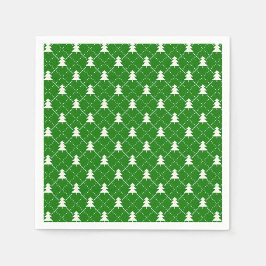 Festliches grünes Weihnachtsbaum-Muster Serviette (Vorderseite)