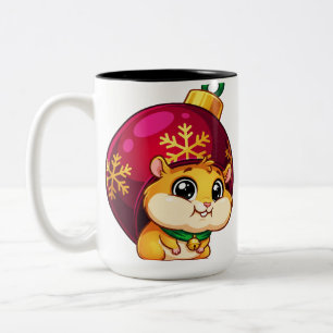 Festliches Hamster in Ornament Zweifarbige Tasse