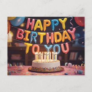 Festliches "Happy Birthday"-Jubiläum mit Kuchen Postkarte